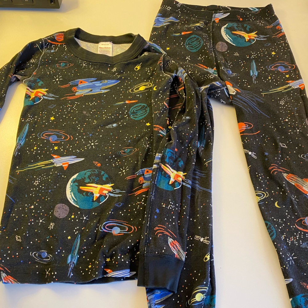 Hanna Andersson Space Themed Long John Pajama Set Size 8 (130)